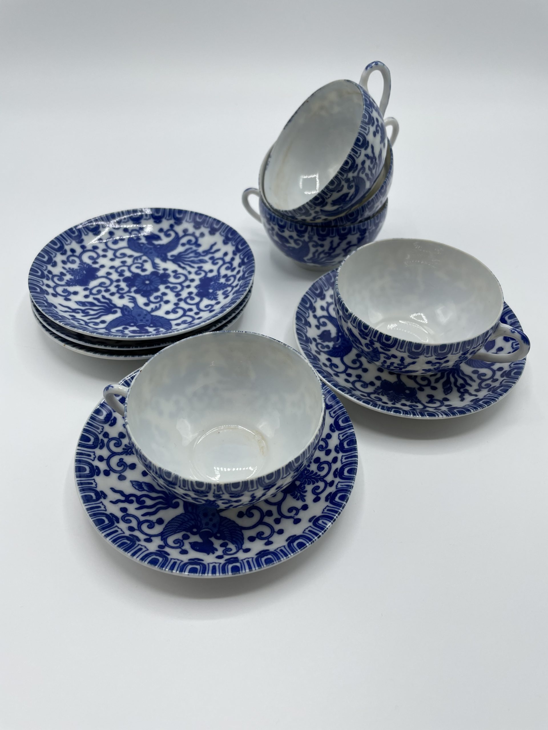Service à thé porcelaine japonaise bleu - Ressourcerie Histoires Sans Fin