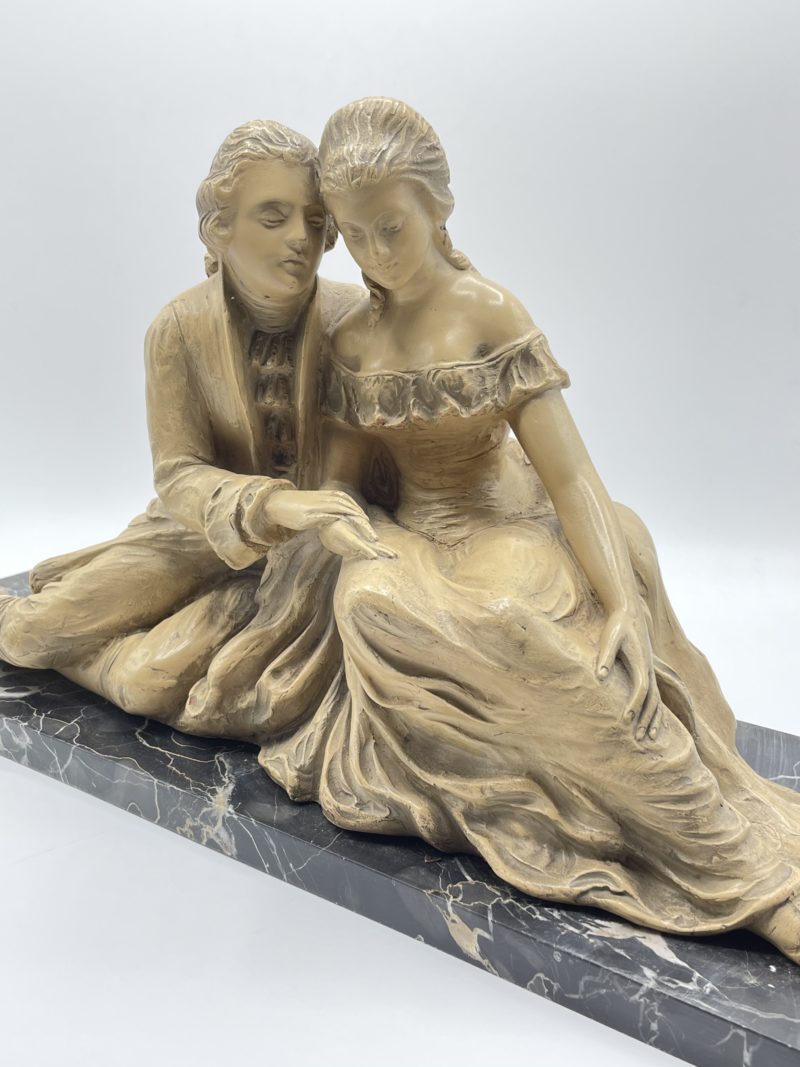 statue sculpture marbre couple plateau deco