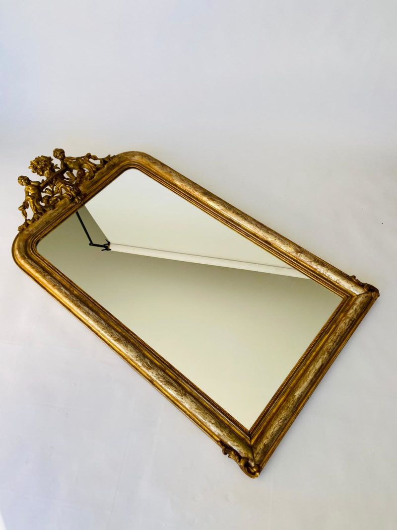 grand miroir vintage bois cherubin baroque dore