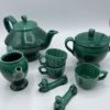 Service café Vallauris vert kitch tasse théière sucrier pot à lait repose  couvert caniches - Ressourcerie Histoires Sans Fin