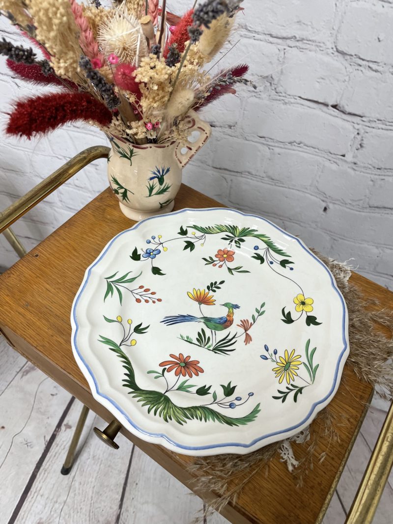 assiette vaisselle vintage porcelaine gien oiseaux paradis