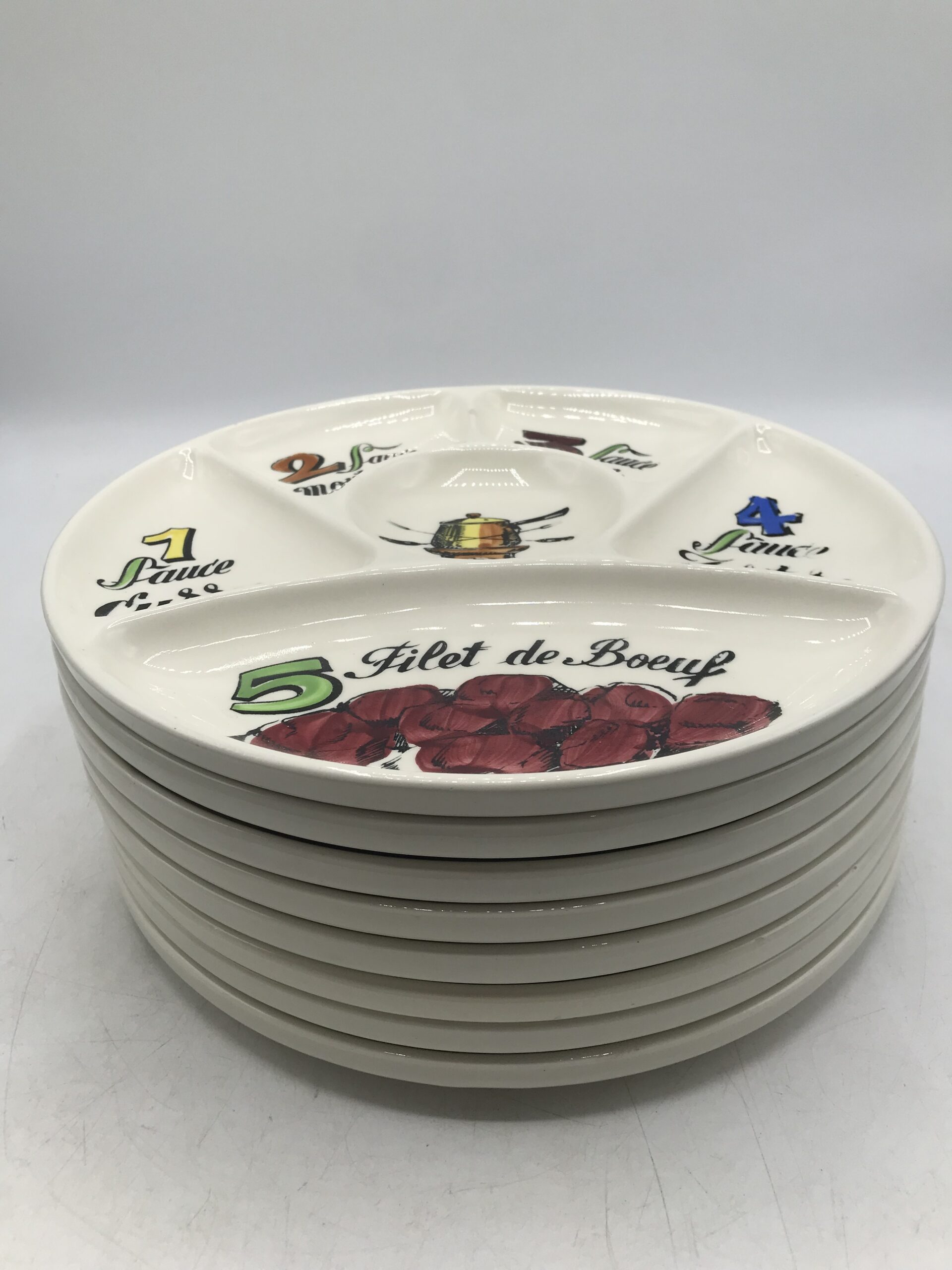 Set de 8 assiettes fondue Gien - Ressourcerie Histoires Sans Fin