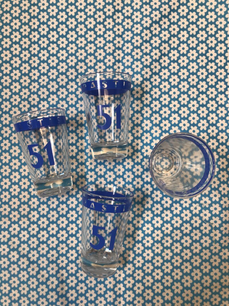 lot de 4 verres vintage bleu pastis 51