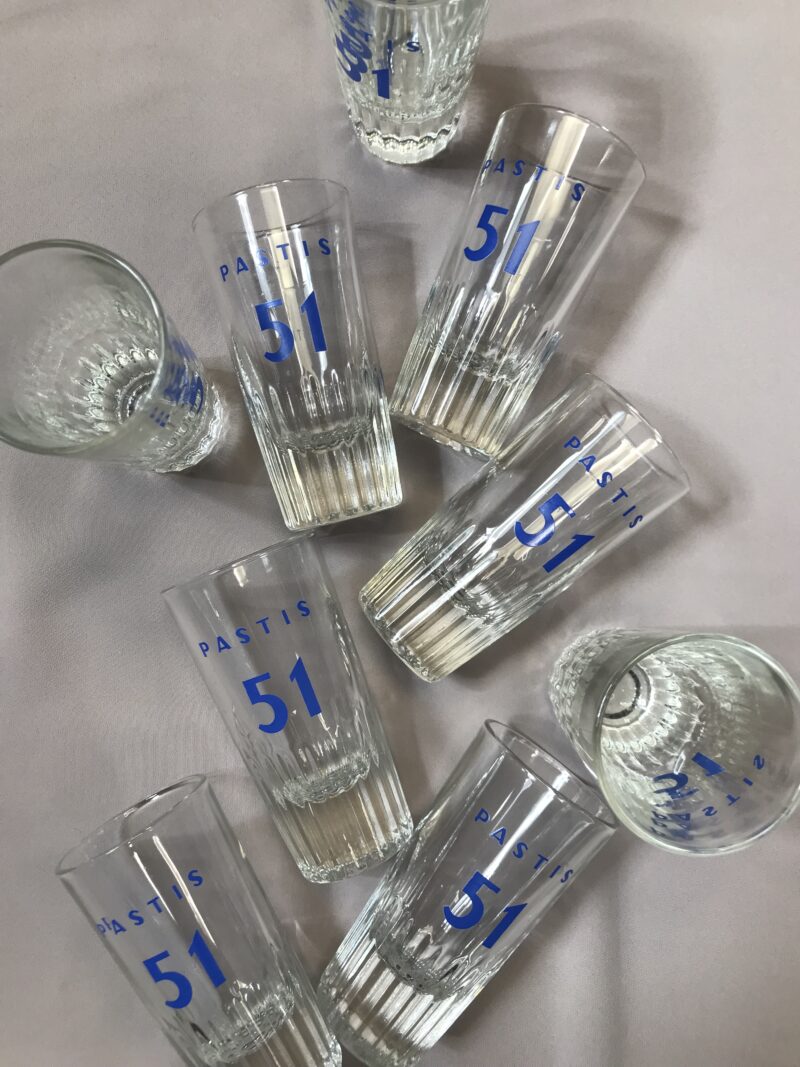 lot de 9 verres pastis anisette 51 vintage