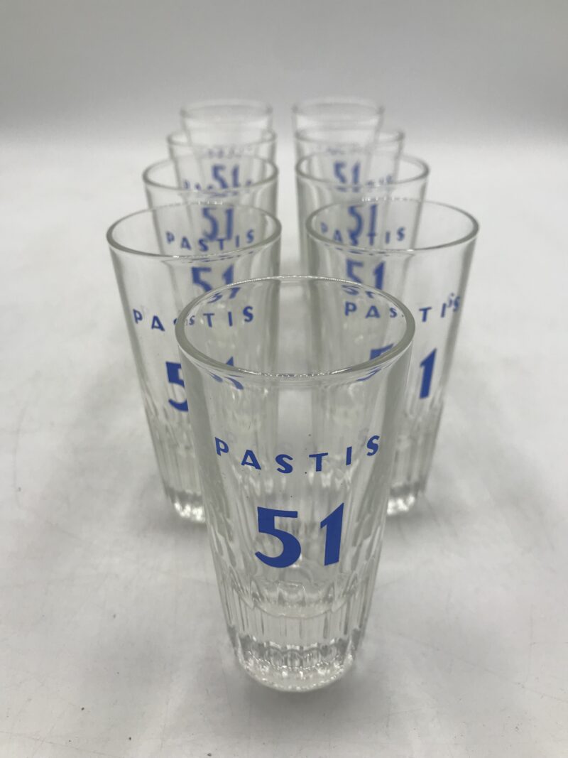 lot de 9 verres pastis anisette 51 vintage