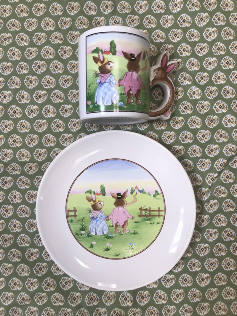 mug et assiette lapin vintage