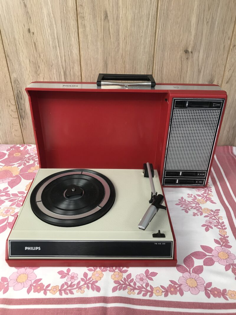 tourne disque philips vintage rouge