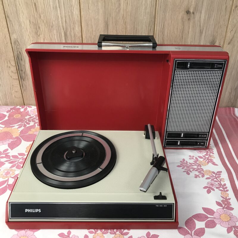 tourne disque philips vintage rouge