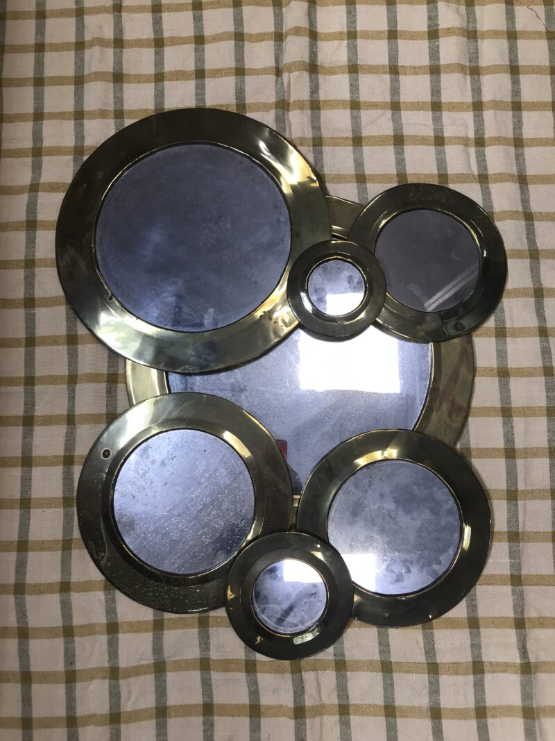 Lot de 7 miroirs rond laiton anciens