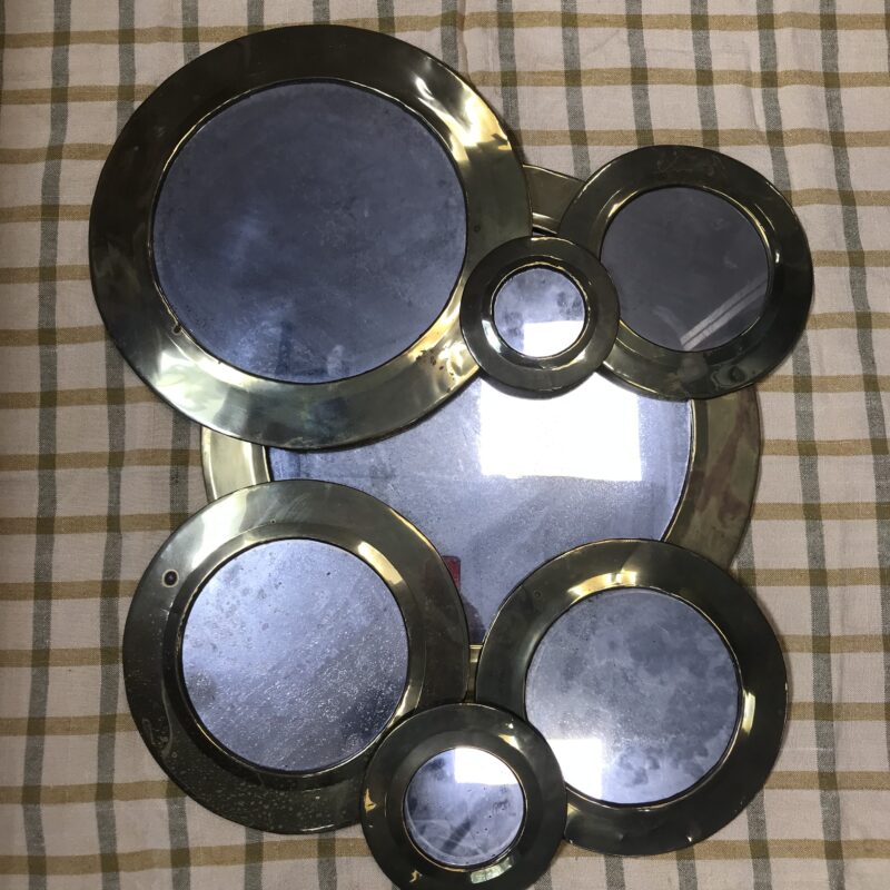 Lot de 7 miroirs rond laiton anciens