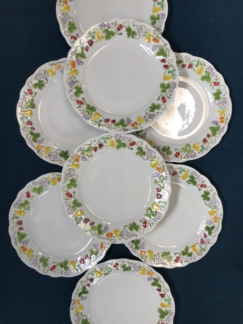 Lot de 8 assiettes fruits Ph. Deshoulières Limoges