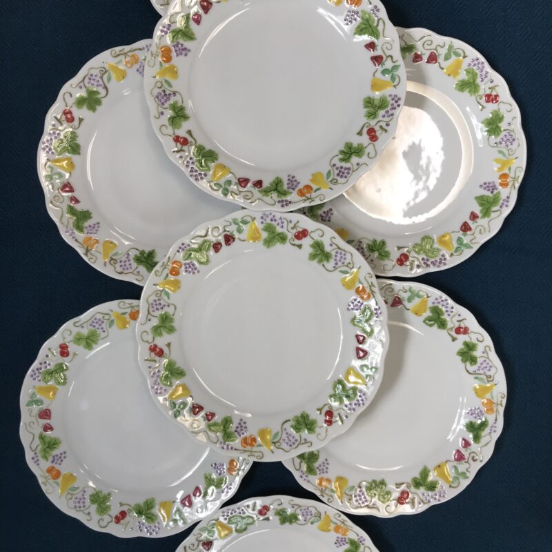 Lot de 8 assiettes fruits Ph. Deshoulières Limoges