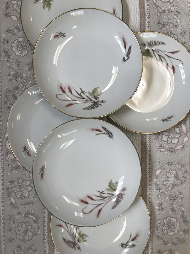 Lot de 6 assiettes Limoges "Epi de blé"