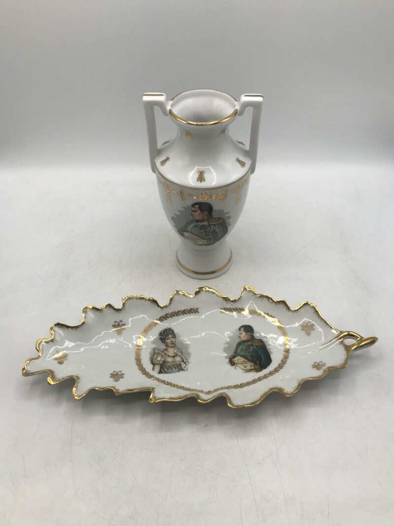 Duo vase et plat Napoléon porcelaine – Image 5