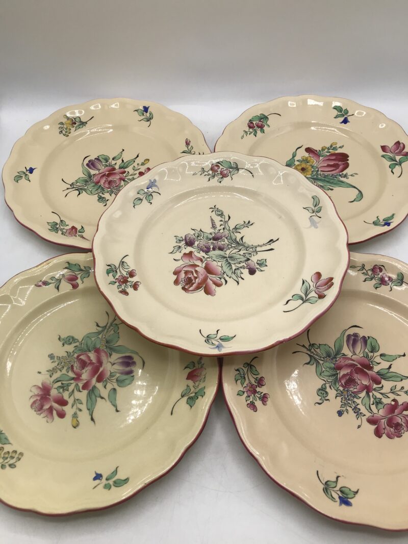 Lot de 5 assiettes Lunéville fleurs – Image 7