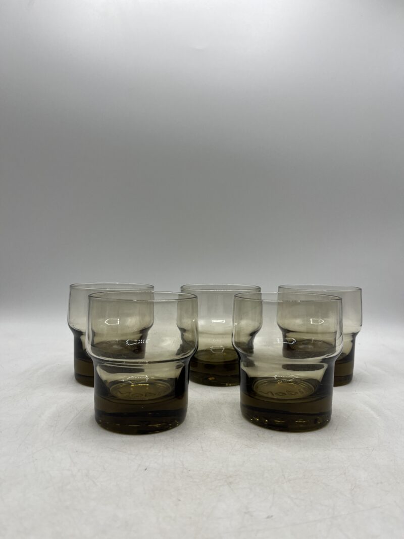 Lot de 5 verres fumés vintage MOBIL – Image 3