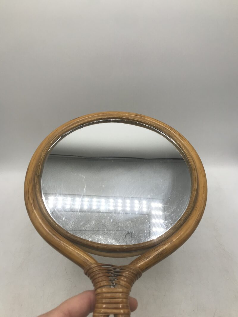 Miroir à main en rotin vintage – Image 5