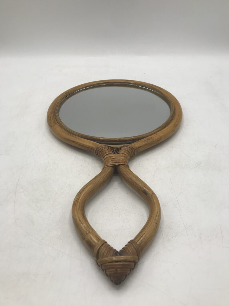 Miroir à main en rotin vintage – Image 6