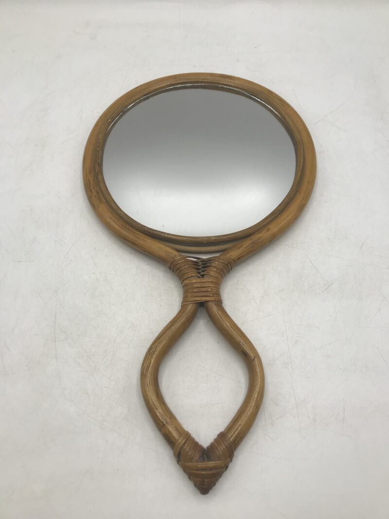 Miroir à main en rotin vintage – Image 7