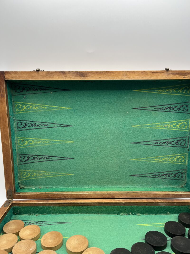 Mallette ancienne jeu de dames et backgammon – Image 6