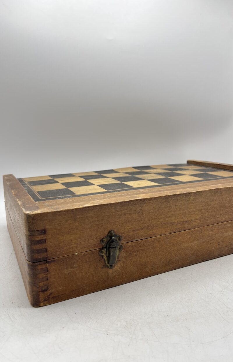 Mallette ancienne jeu de dames et backgammon – Image 3