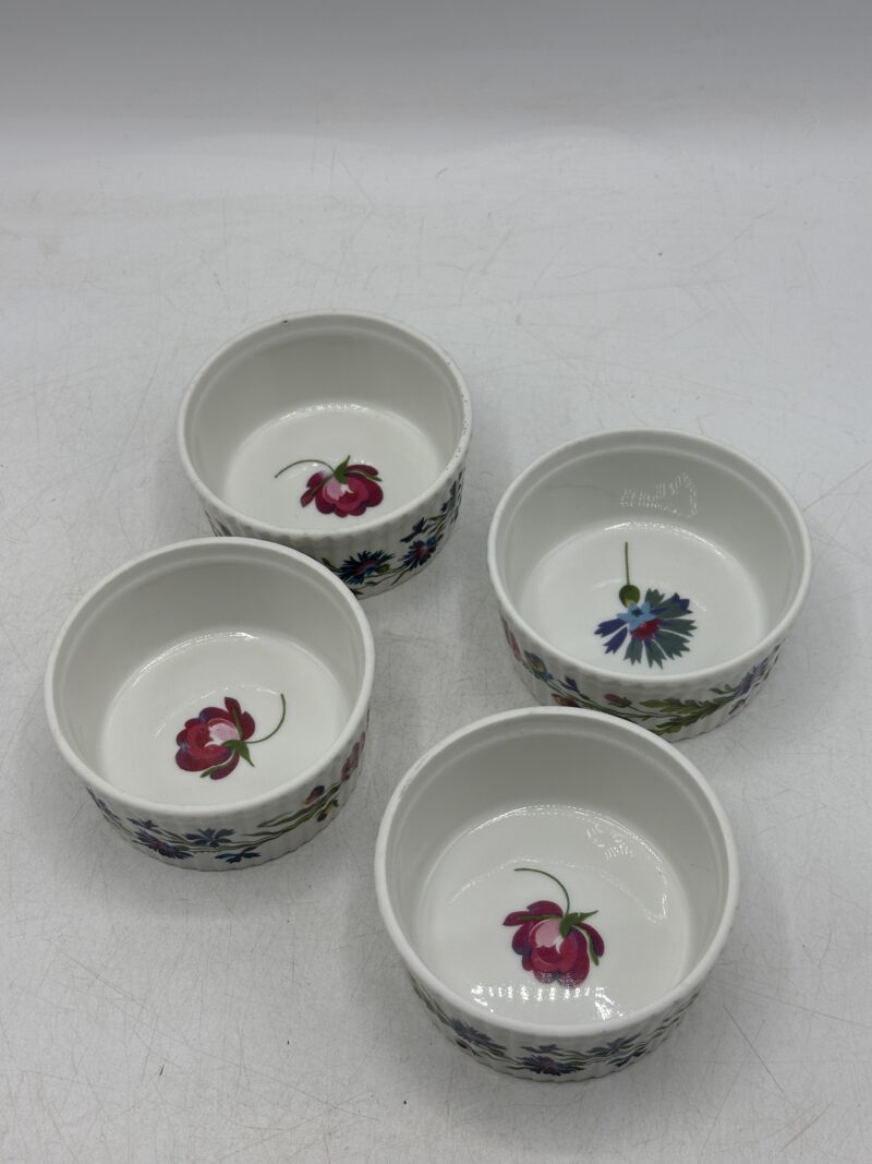 Lot de 4 ramequins fleuris porcelaine de Paris – Image 3